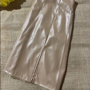 Tan and forest green leather skirt